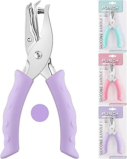 Sponsored Ad - NEBURORA Hole Punch, Purple Single Hole Puncher Metal with Soft-Handled for DIY Craft Tags Clothing Ticket ...