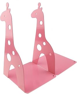 Sujetalibros de 21 cm con diseño de jirafa hueca para niños, antideslizante, de hierro, metal, para biblioteca, escuela, oficina, hogar, estudio, regalo (rosa)