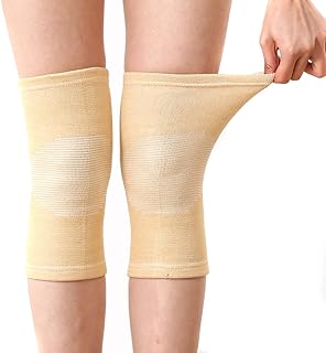 Elandy 1 par de rodilleras unisex de silicona sin rastro, rodilleras de apoyo para las piernas, rodilleras para deportes al aire libre, voleibol, baloncesto, baile, ciclismo, escalada, yoga (piel)