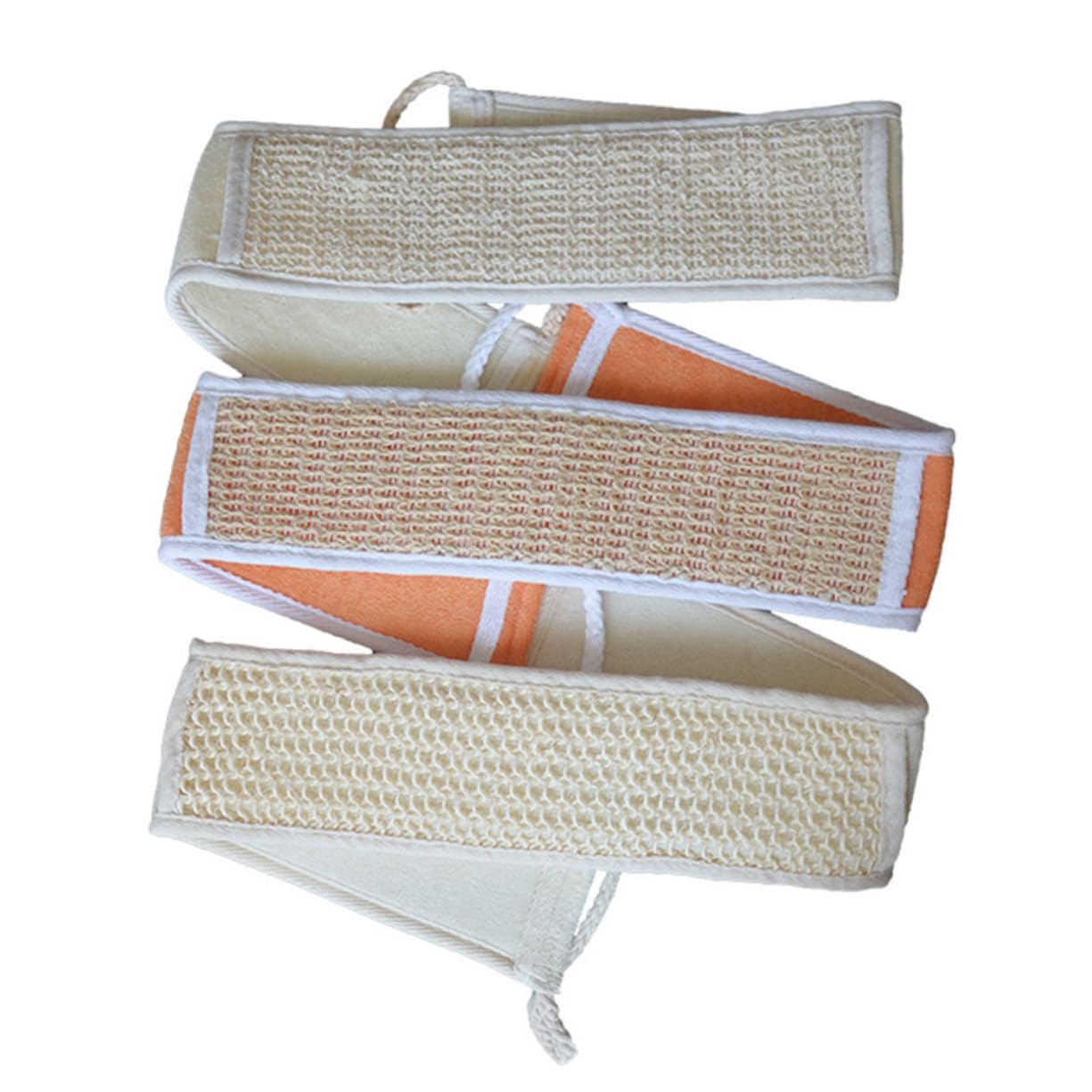 OATIPHO 2pcs Natural Cotton Linen Exfoliating Bath Bands Double Sided Back Scrubber Wash Strap for Smooth Skin for Shower Spa Use Orange