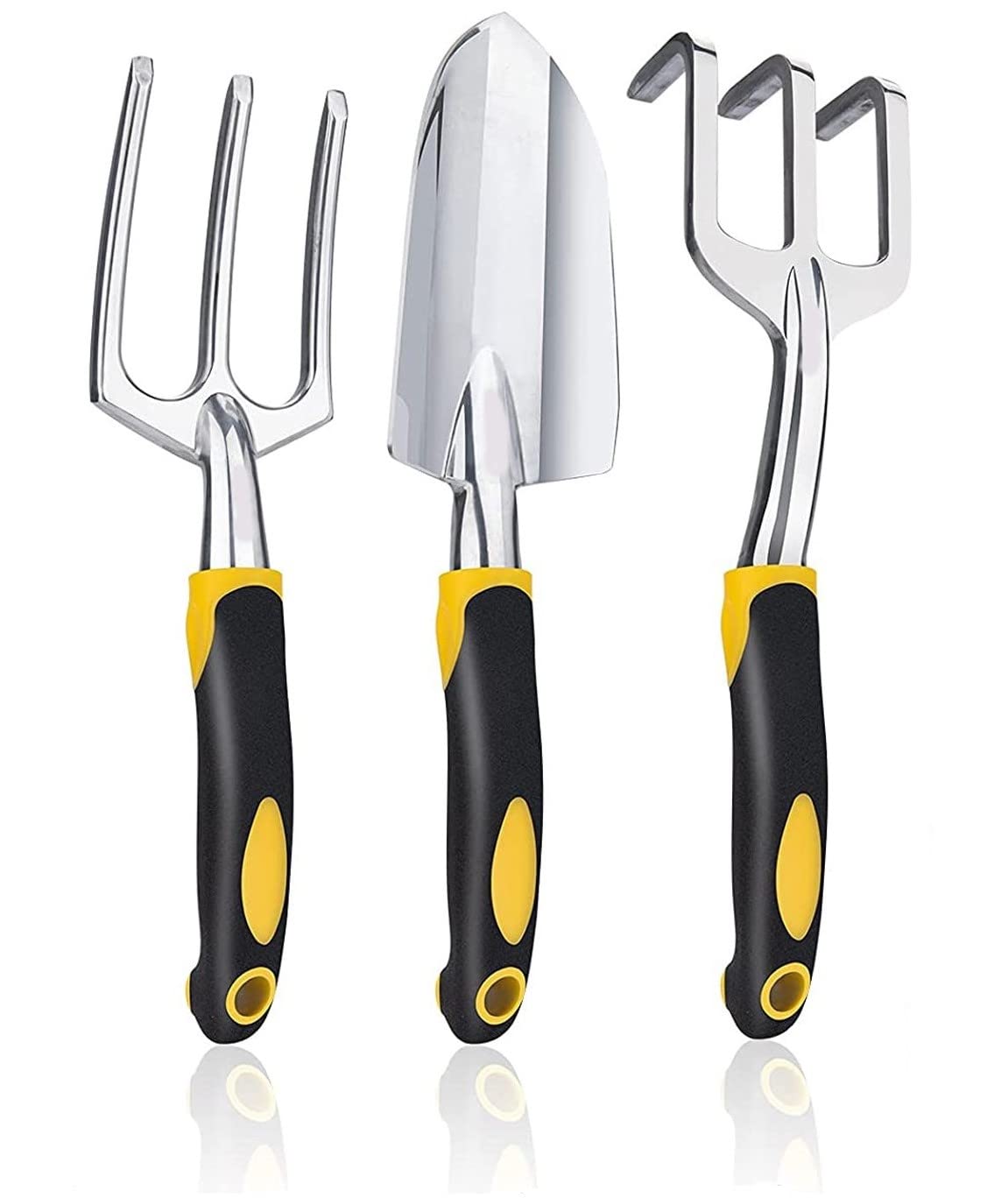 HiFam Garden Tools for Home Gardening Hand Tools,Cultivator, Rake, Trowel, Fork,Garden Tool Sets Kit, Aluminum Gardening Tool Kit, Non-Slip Rubber Grip Handle, Heavy Duty (3 Pcs) (B09PBY6Y4D) Amazon Price History, Amazon Price Tracker