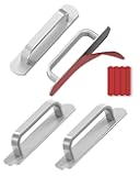 Anobeyi 5.7 Inch Self-Adhesive Cabinet Handle, Aluminum Stick-On Sliding Barn Door Pull for Closet, Kitchen Cupboard, Drawer, Window, Glass Door - No Drill Peel and Stick Pull Handle (4, Silver)