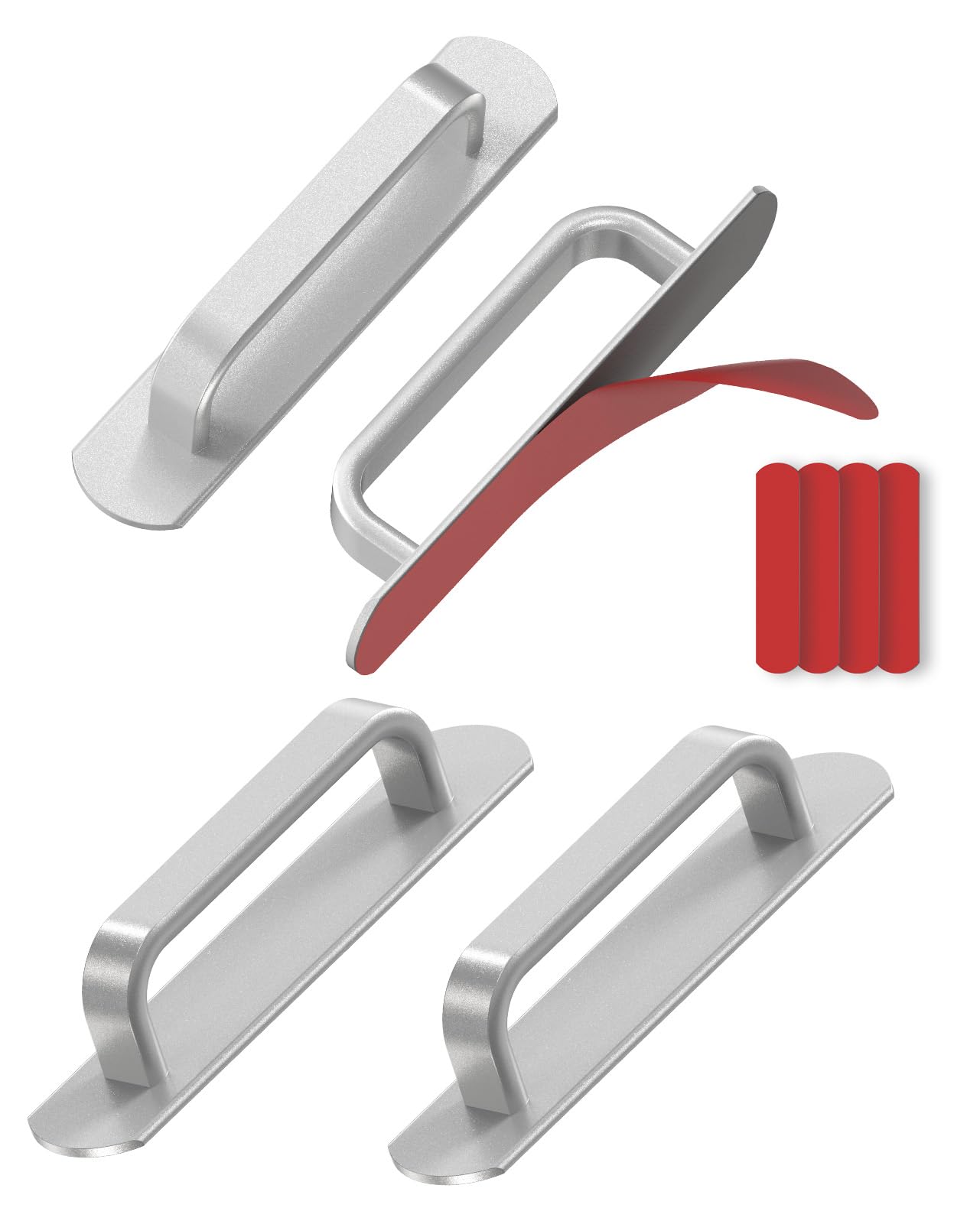 Poignée d'armoire autocollante en aluminium argent 15cm pour cuisine et tiroir