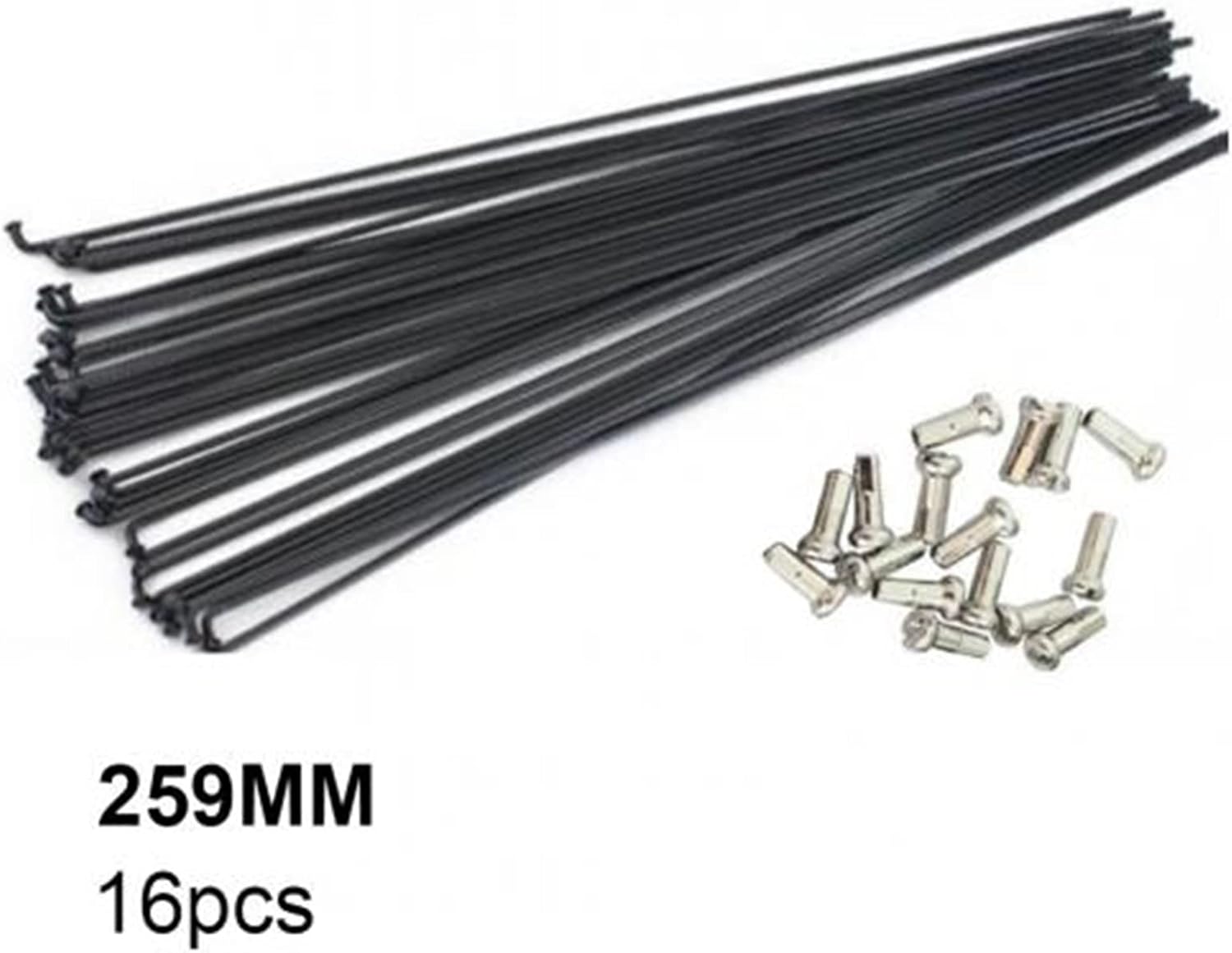 16Pcs 251mm-269 Mm Mountain Bicycle Bike Wheel Steel Spokes Parts With Caps Fit For Spoke (Color : 259mm)