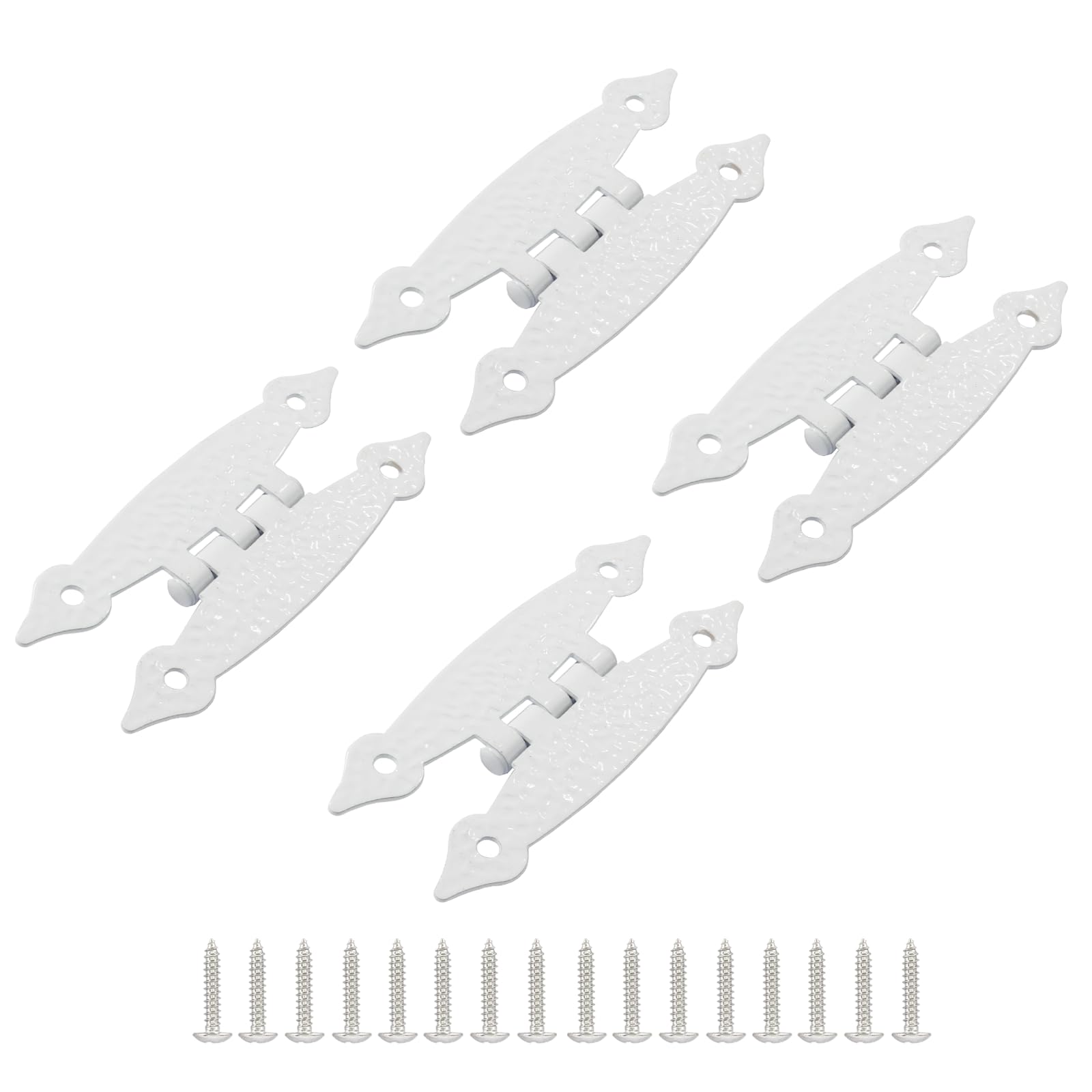 Hordion 4Pcs White H Hinges Cabinet Hardware, Cold Rolled