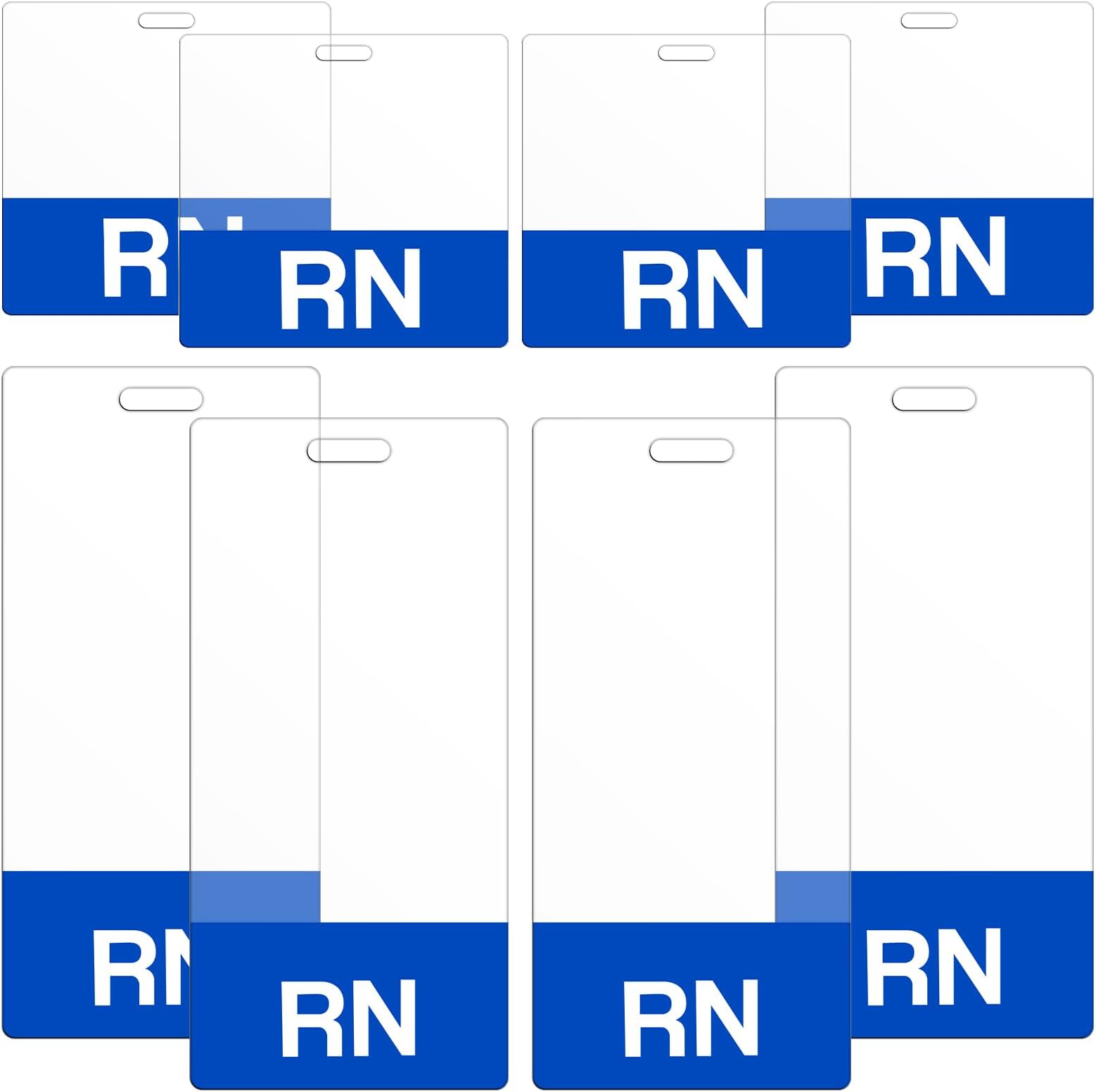 8 Pieces RN Badge Buddy 2 Size Horizontal Vertical Heavy Duty Badge Tags for Resident Nurses Double Sided RN Badge Identification Card PVC Nurse Badge RN Badge ID Card for Resident Nurse (Blue)