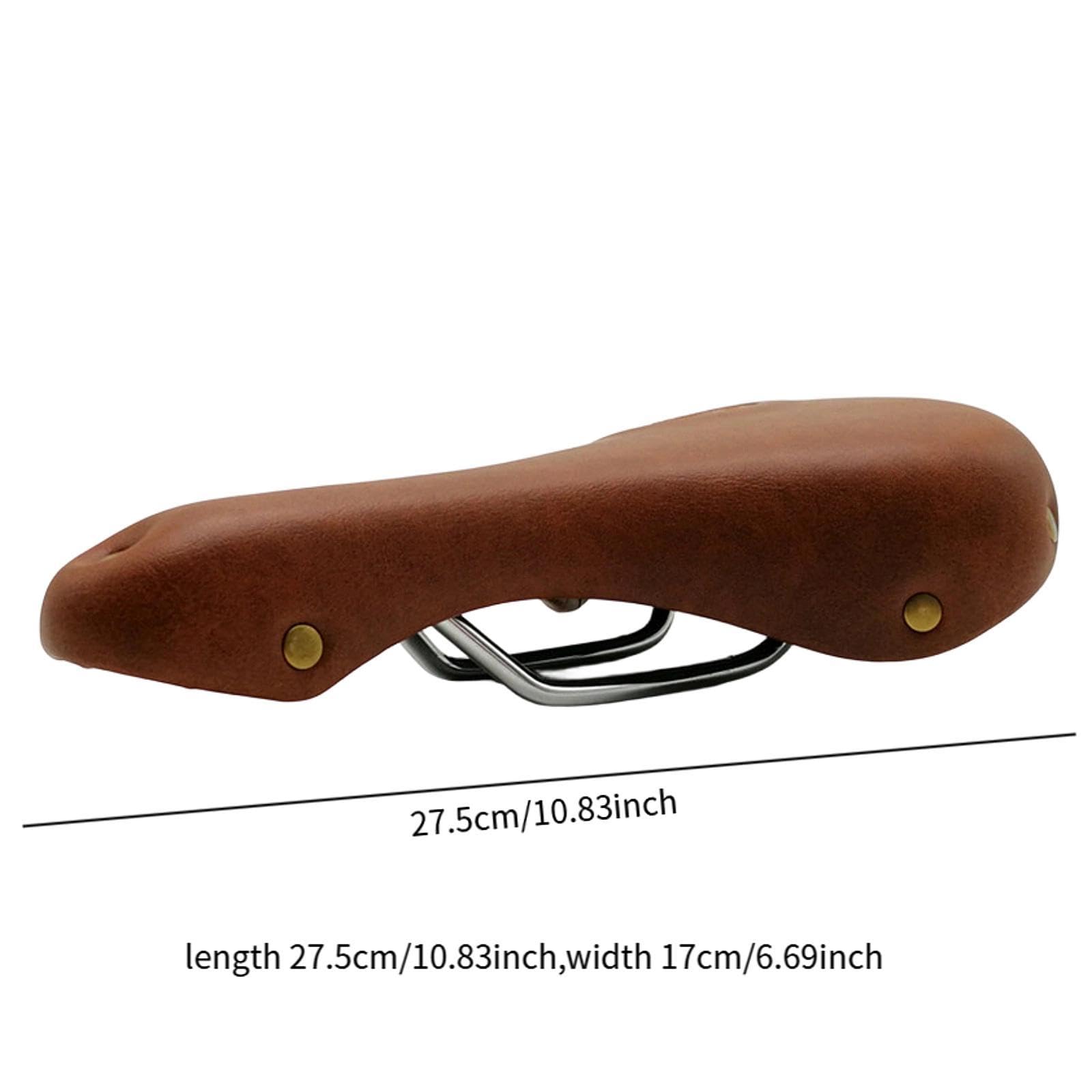 Sillín de Bicicleta Clásico de Estilo Vintage con Asiento Cómodo, Acolchado Ancho, Aspecto Retro con Remaches, Superficie de Cuero Sintético PU, Estru
