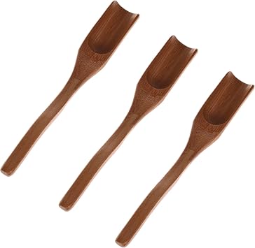 3 Pieces Wooden Loose Tea Scoops, Natural Bamboo Wood Spoons for Scooping Coffee Powder, Spices and Condiments, Long Handle 7"