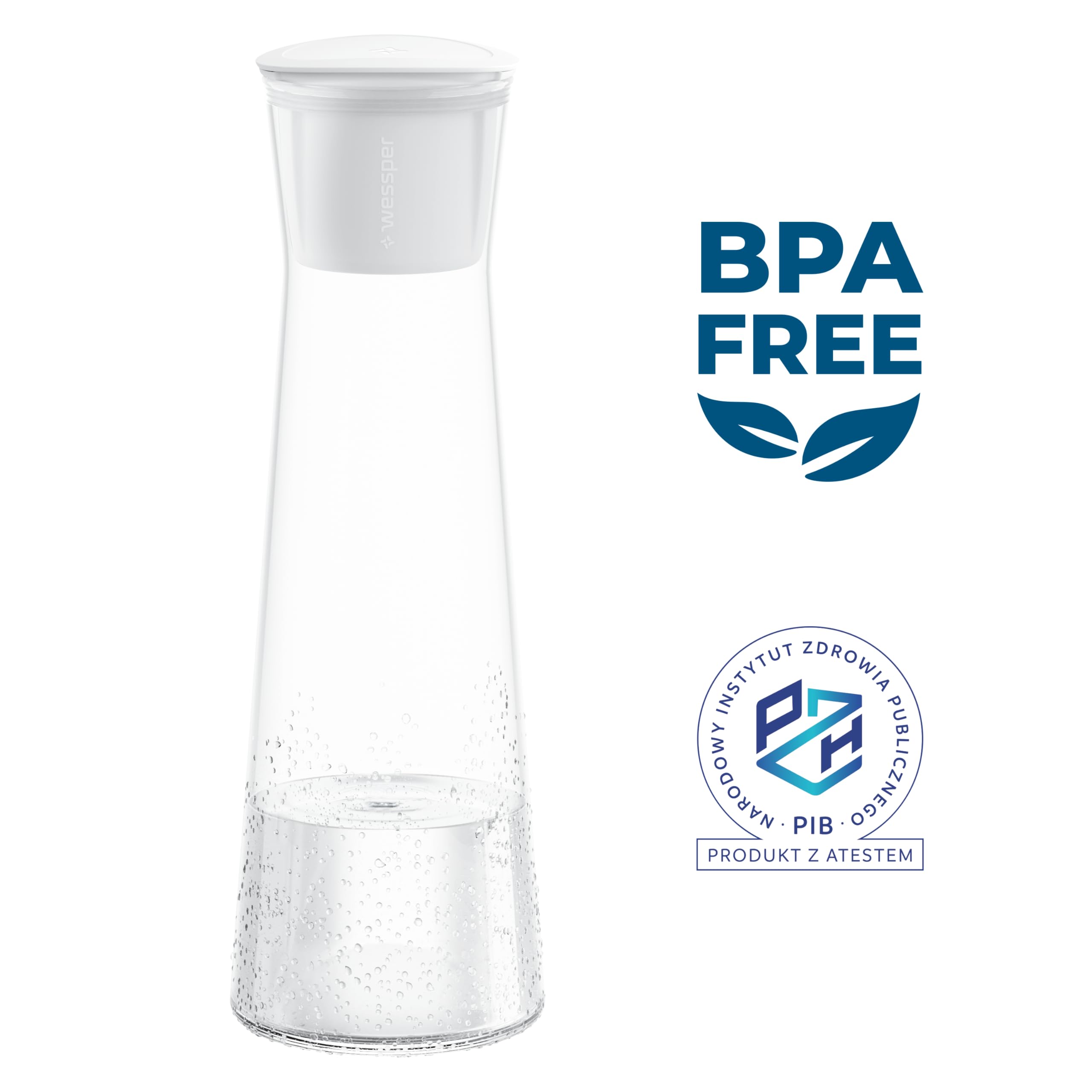 Wessper Botella filtrante Jarra con Filtro, 4 filtro Actitex incluidos, 1 litro, de Agua filtrada instantáneamente, Reduce el Cloro, Mejora el Sabor del Agua
