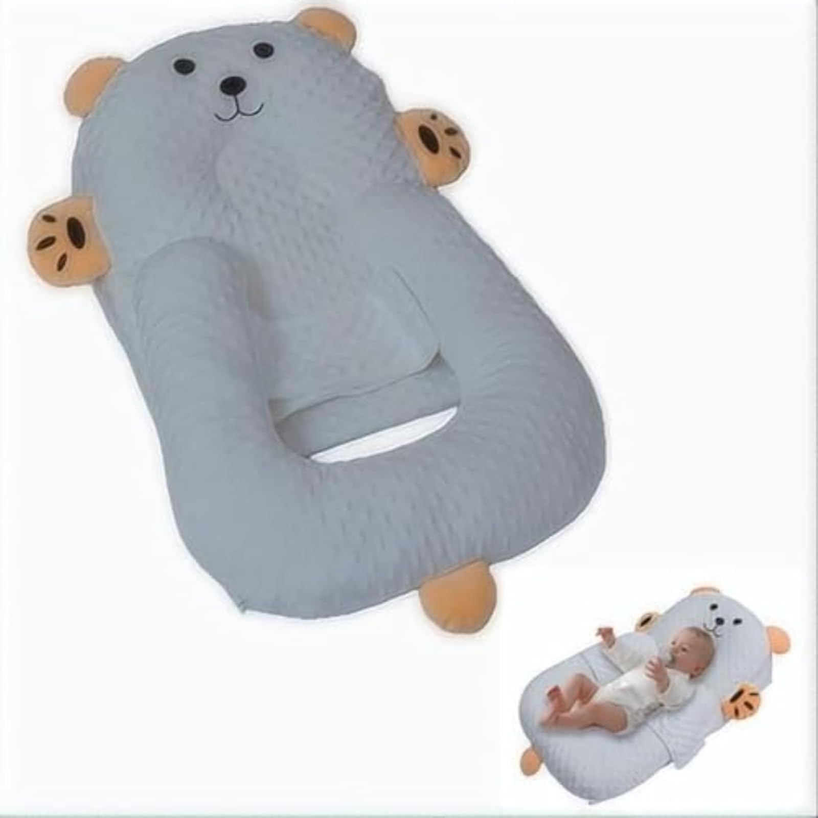 Hardware Tribe Ergonomic Detachable Nursing Pillow-Anti-Reflux & Spit-Up Prevention for Newborns, Bottle/Breastfeeding Support,Antibacterial & Breathable,Baby's Comfort, Mom's Peace of Mind. (B)