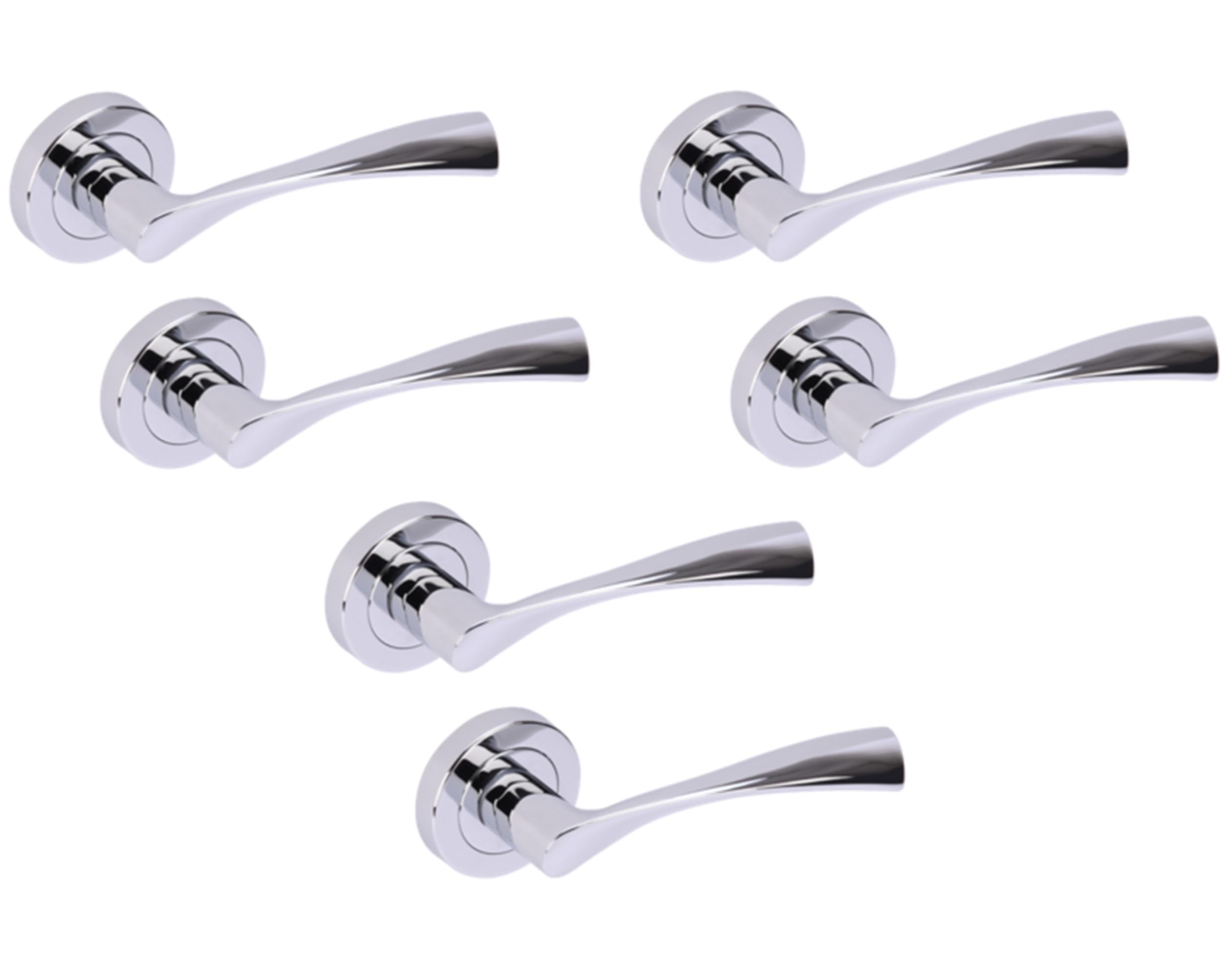 Hunta HANDLEZONE® 3 Sets Zena Lever On Round Rose Door Handles, Internal Passage Latch Handles - Polished Chrome