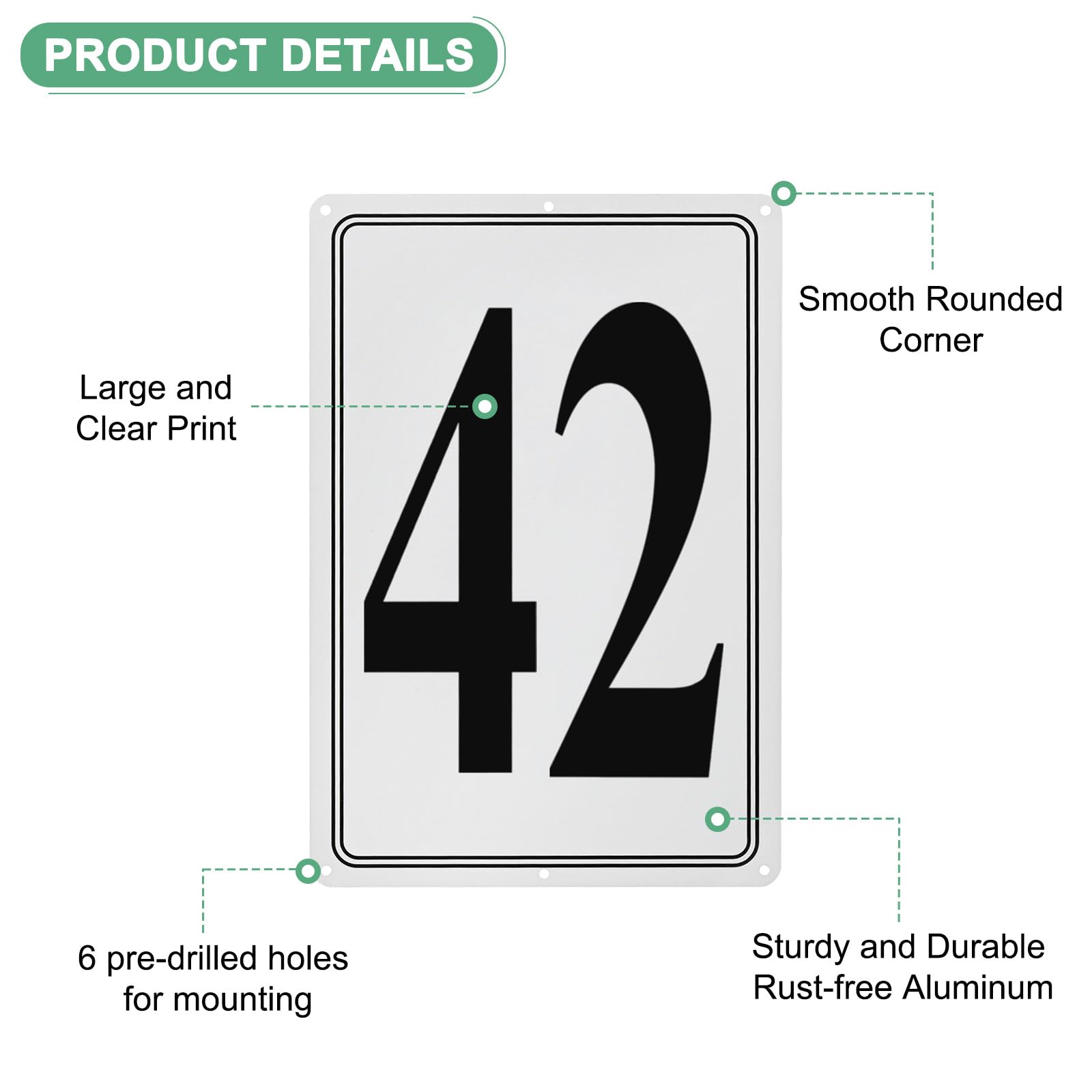 M METERXITY Aluminum Number Sign 42, 11.8 Inch House Numbers and Metal Letters, Parking Spot Letter Signs - Image 2