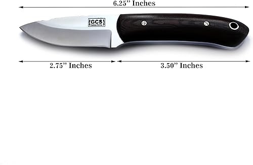 Miniatura 9 de GCS - Cuchillo táctico de acero hecho a mano con mango de hueso D2, cuchillo de caza con funda de cuero, hoja de espiga completa diseñada para caza