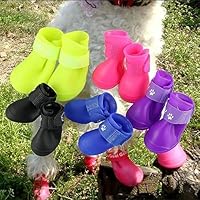 Cdycam Cute Little Pet Dog Puppy Rain Snow Boots Shoes Booties Candy Colors Rubber Waterproof Anti-Slip (Rose Red, X-Large)