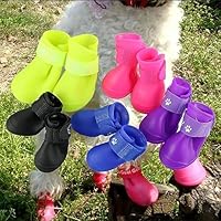 Cdycam Puppy Dogs Candy Colors Anti-Slip Waterproof Rubber Rain Shoes Boots Paws Cover (Rose Red, Small)