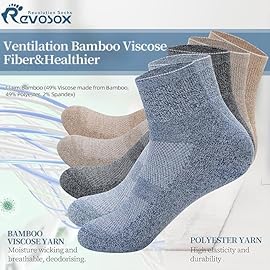 Revosoxs Diabetic Socks for Women Men,5 Pairs Non Binding Diabetic Ankle Socks,Wide Stretchy Loose Seamless Socks(Dark-Medium)