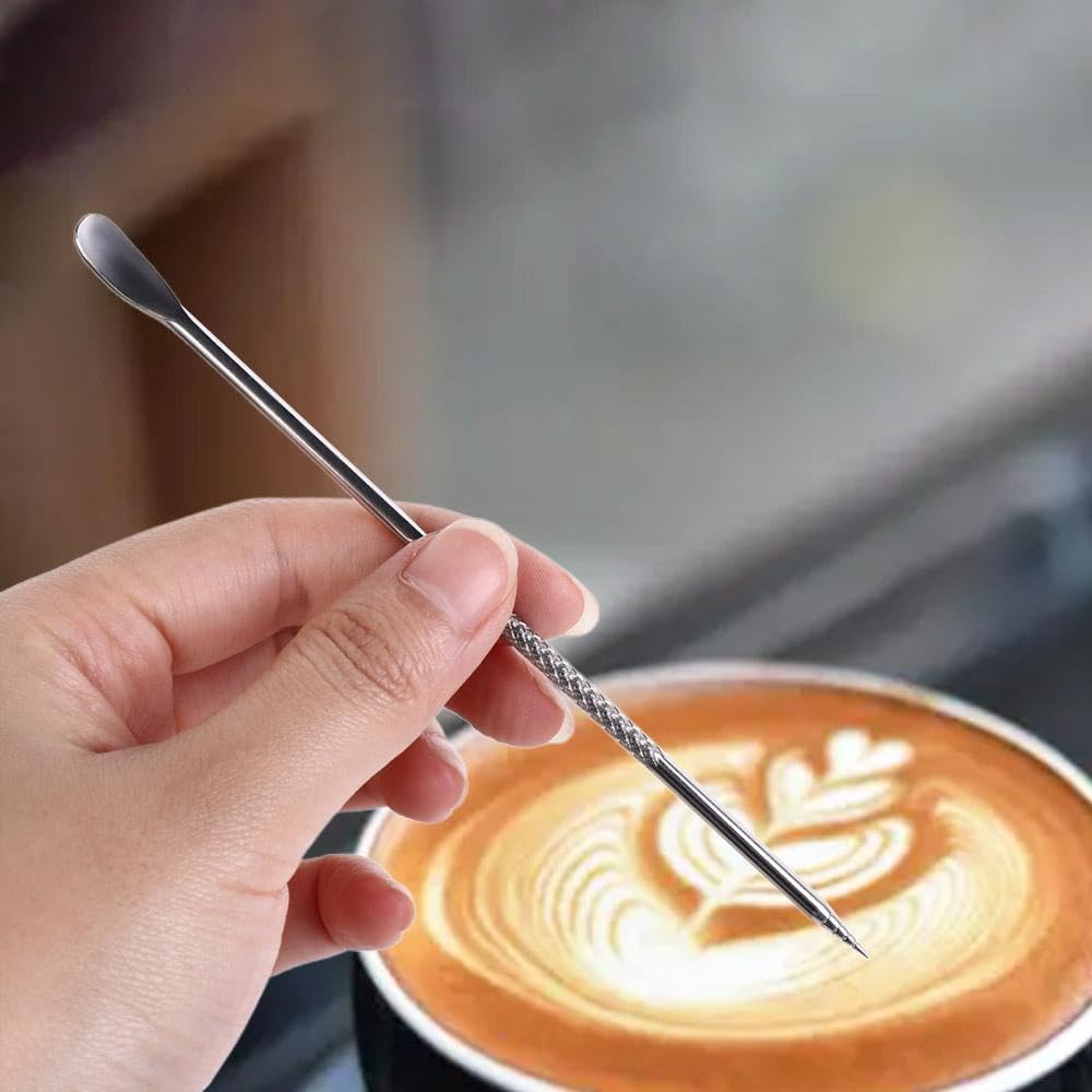 5Pcs Stainless Steel Coffee Art Pen, Coffee Carving Pen for Cappuccino, Latte, Espresso Decorating
