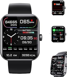 Jeeeun Bluetooth Fashion Smartwatch,Blood Sugar Watch,Blood Glucose Watch,Glucose Monitor Watch,Bluetooth Watch,Non-Invasive Blood Glucose Test Smart Watch (black)