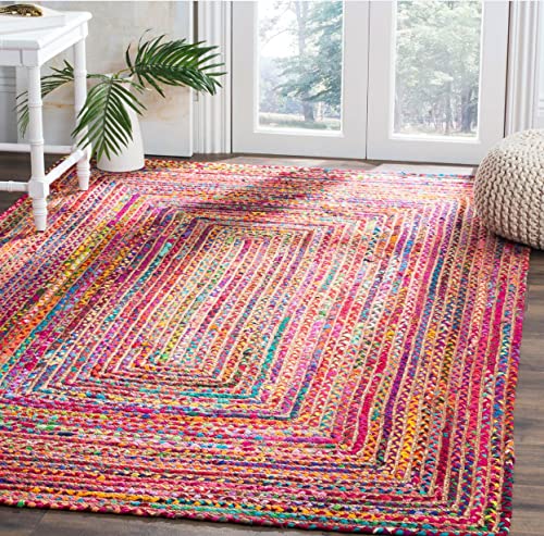 Image of Jute Braided Natural Hand Woven & Reversible Rug for Living Room Kitchen Entryway, Farmhouse Rustic Burlap Carpet Floor Mat (cottonjute, 6X9-feet)