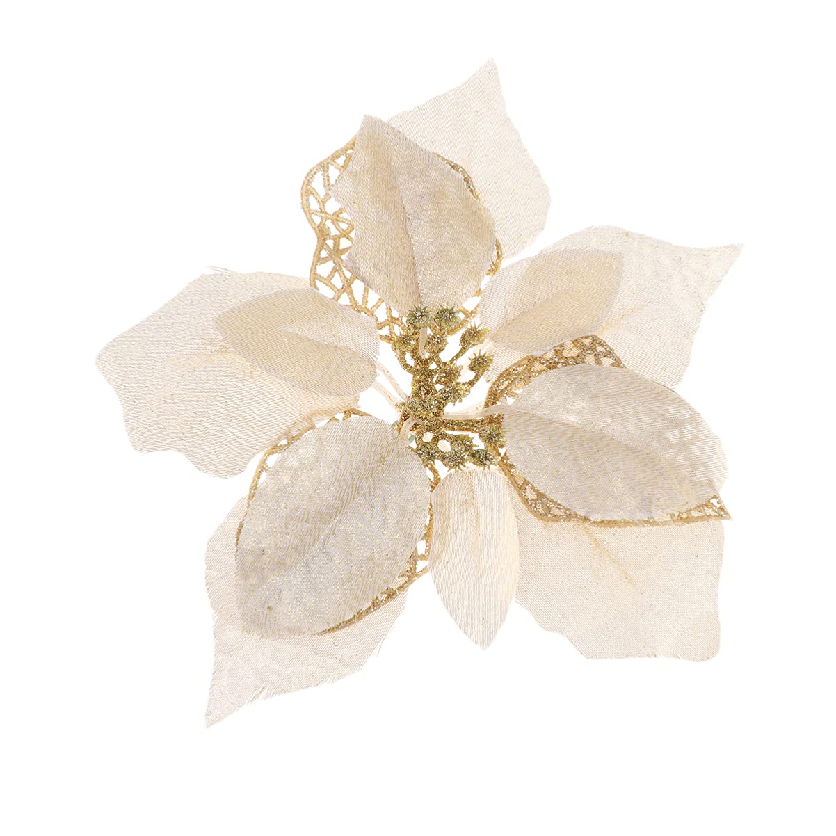 RLKHXBS Hand Decor 6 Piezas De Flores De Pascua De Navidad Flores De Pascua De Brillo Artificial Adornos para Coronas De Árboles De Navidad Decoración De Guirnaldas Guirnalda Artificial Día De