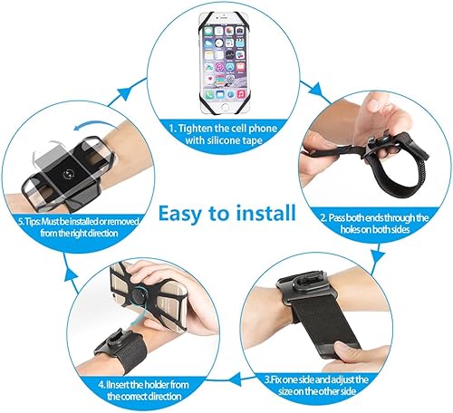 Miniatura 5 de Brazalete para correr, soporte para teléfono con 2 longitudes diferentes, para hombres y mujeres, mantiene tu teléfono seguro, separable de 360,