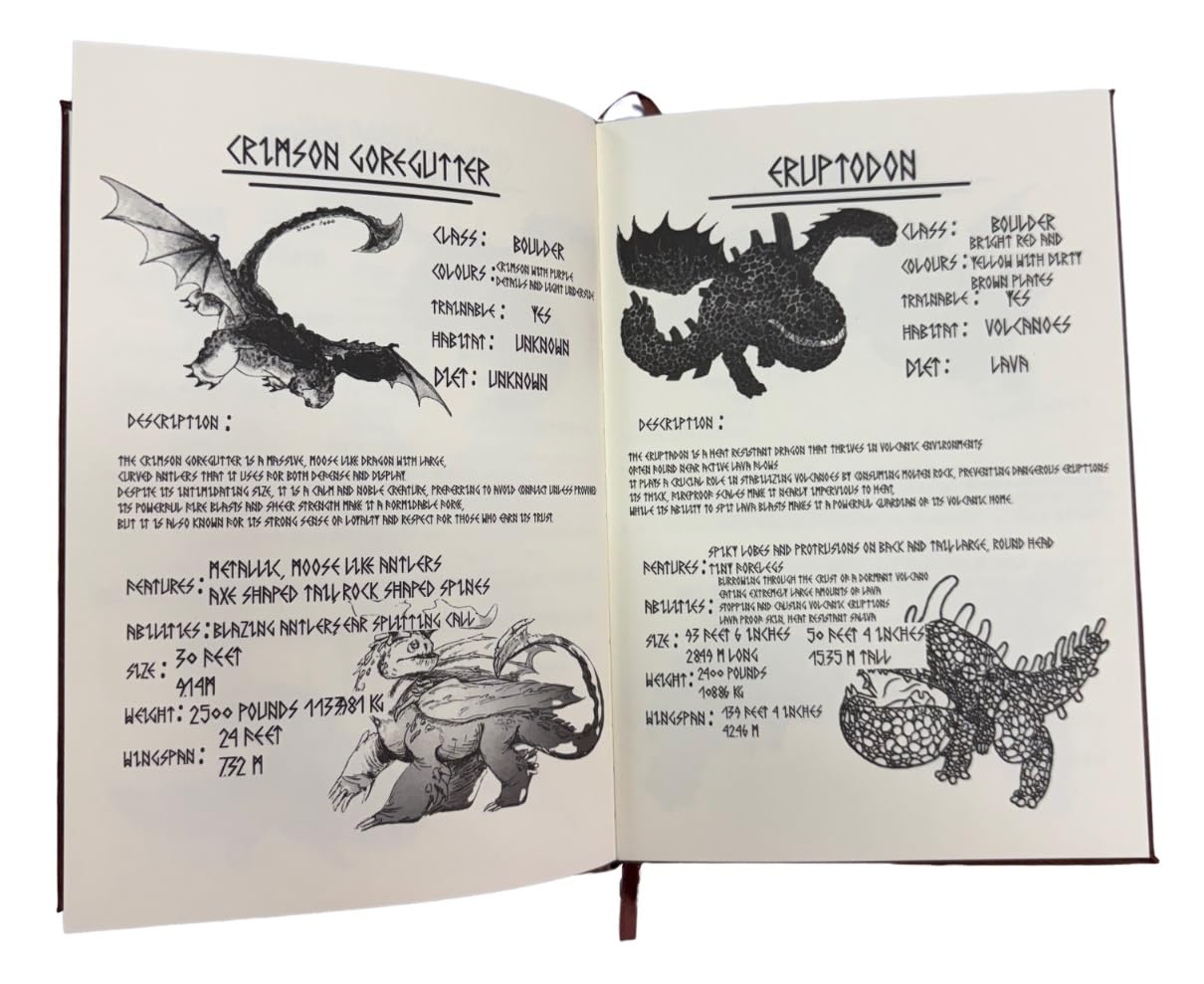 Costumeteers Bork the Bold Dragon Manual Replica Book Viking Fantasy Cosplay Berk Journal Prop HTTYD Faux Leather Cover Printed Pages Brown      Unknown Binding