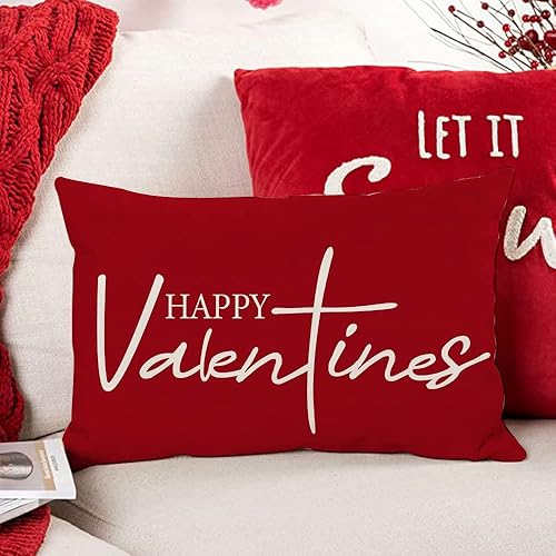 Miniatura 5 de JXZYGMD Fundas de almohada para el día de San Valentín de 12 x 20 pulgadas, diseño de corazón rosa, decoración para sofá, decoración del hogar