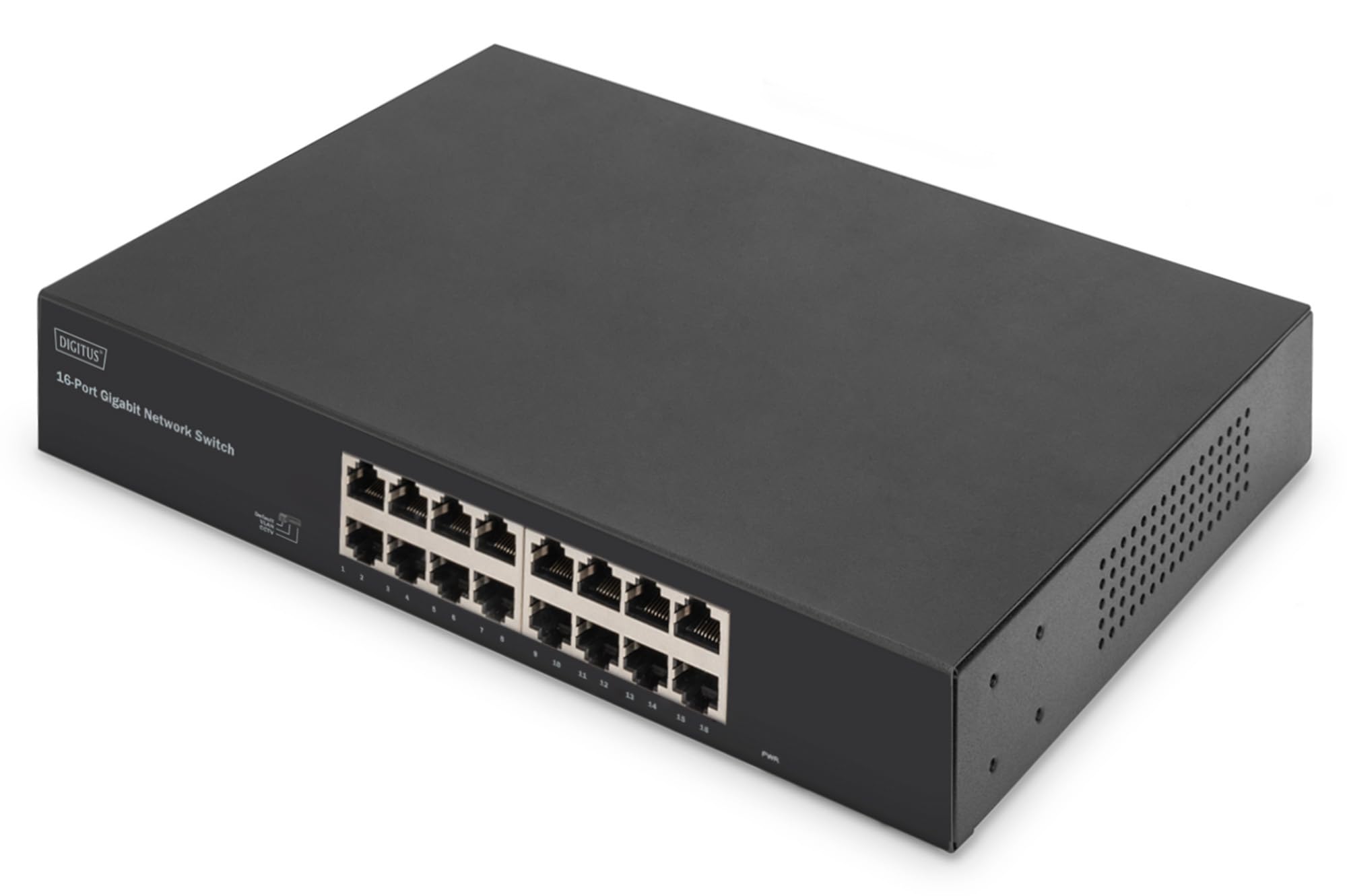 DIGITUS DN-80112-2 Gigabit Netzwerk-Switch 16 Port unmanaged lüfterlos VLAN CCTV 19 Zoll Rackmontage