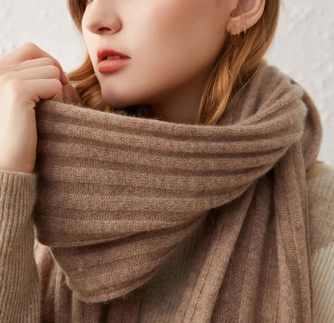 Dninmim Damen Kaschmir Strick Schal Solide Lässig Weich Warm Vielseitig Schal Zubehör