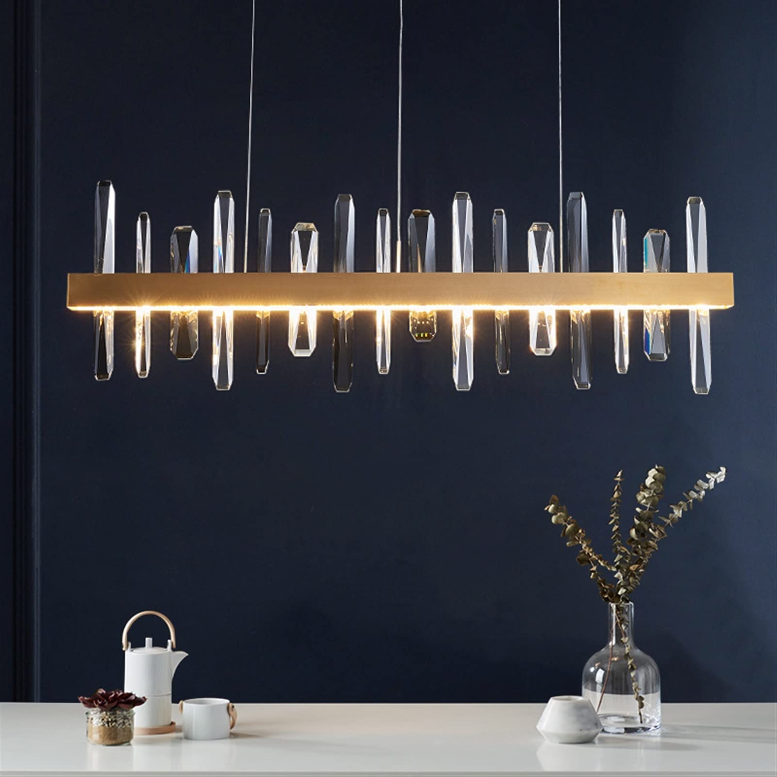 Daoke Chandelier, K9 Crystal Chandelier Living Room Lighting Room Decorative Lights (Color : Warm, Size : Dia100xH29cm)