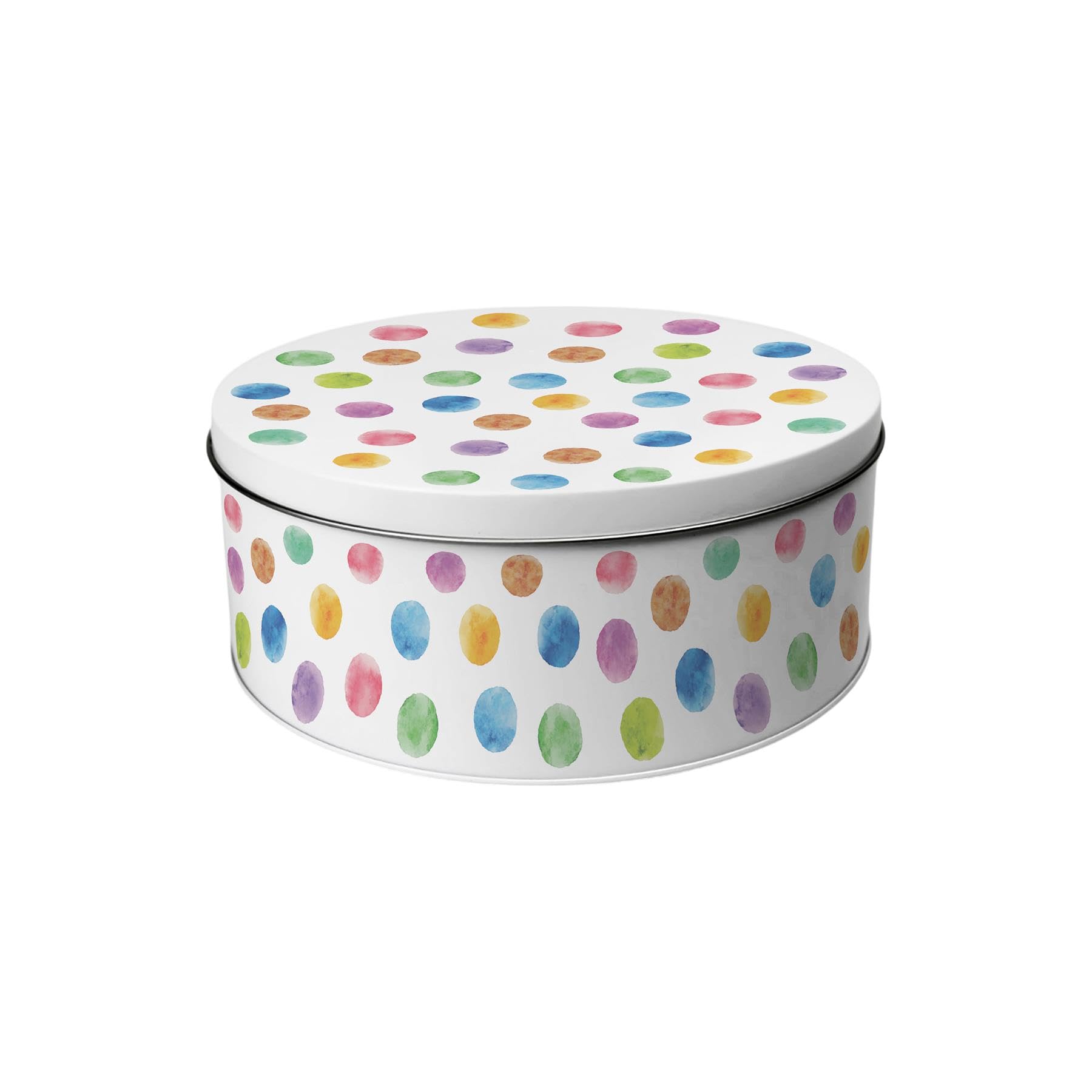 Purely Home Rainbow Polka Dots Small Cake Tin - Colourful Homeware Gifts Round Metal Storage Container for Baking 18 x 7cm