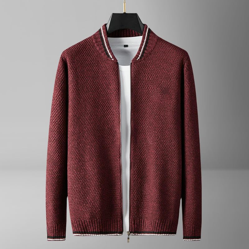 Cárdigan de punto para hombre estilo béisbol chaqueta casual lisa diaria 3