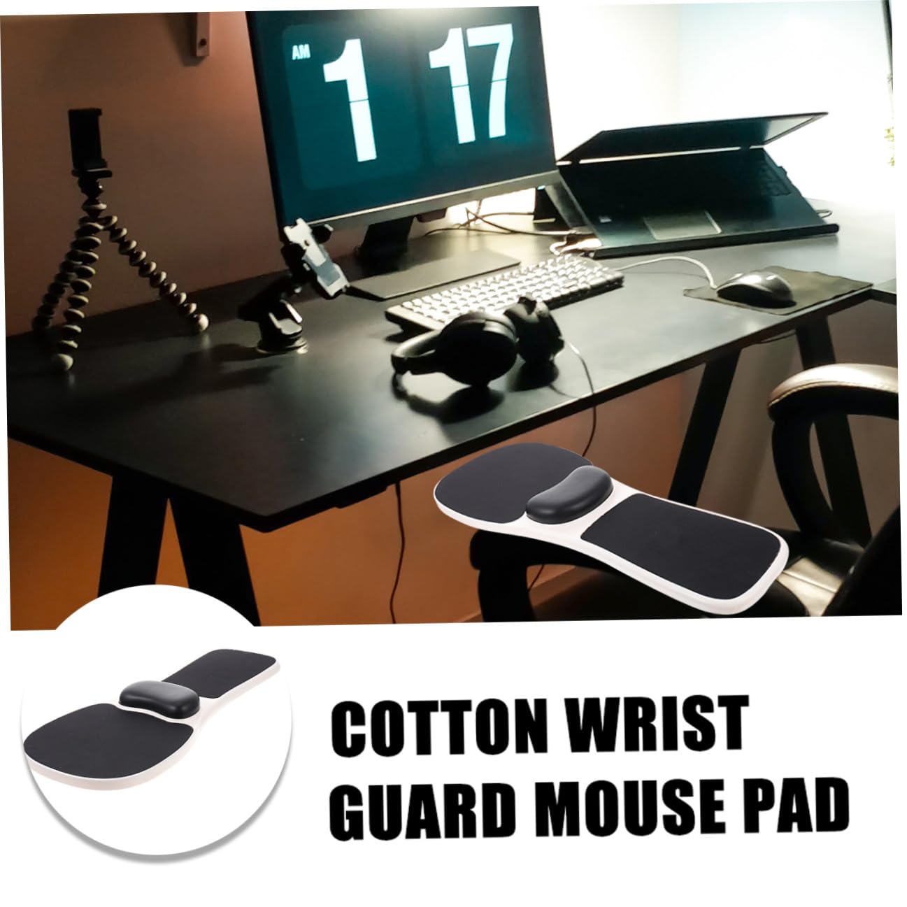 TEHAUX Poggiapolsi in Memory Foam Ergonomico Design Semplice e Materiale Plastico Nero, Allevia L'affaticamento del Braccio, per Impiego Desktop in Ufficio o Casa