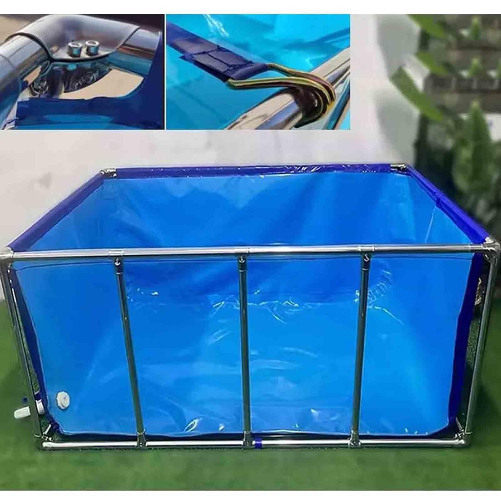Estanque de lona para peces, acuario grande de PVC/lona con estante, depósito temporal portátil y versátil, para agricultura de jardín y suministro de agua de emergencia, fácil de ensamblar, 001,