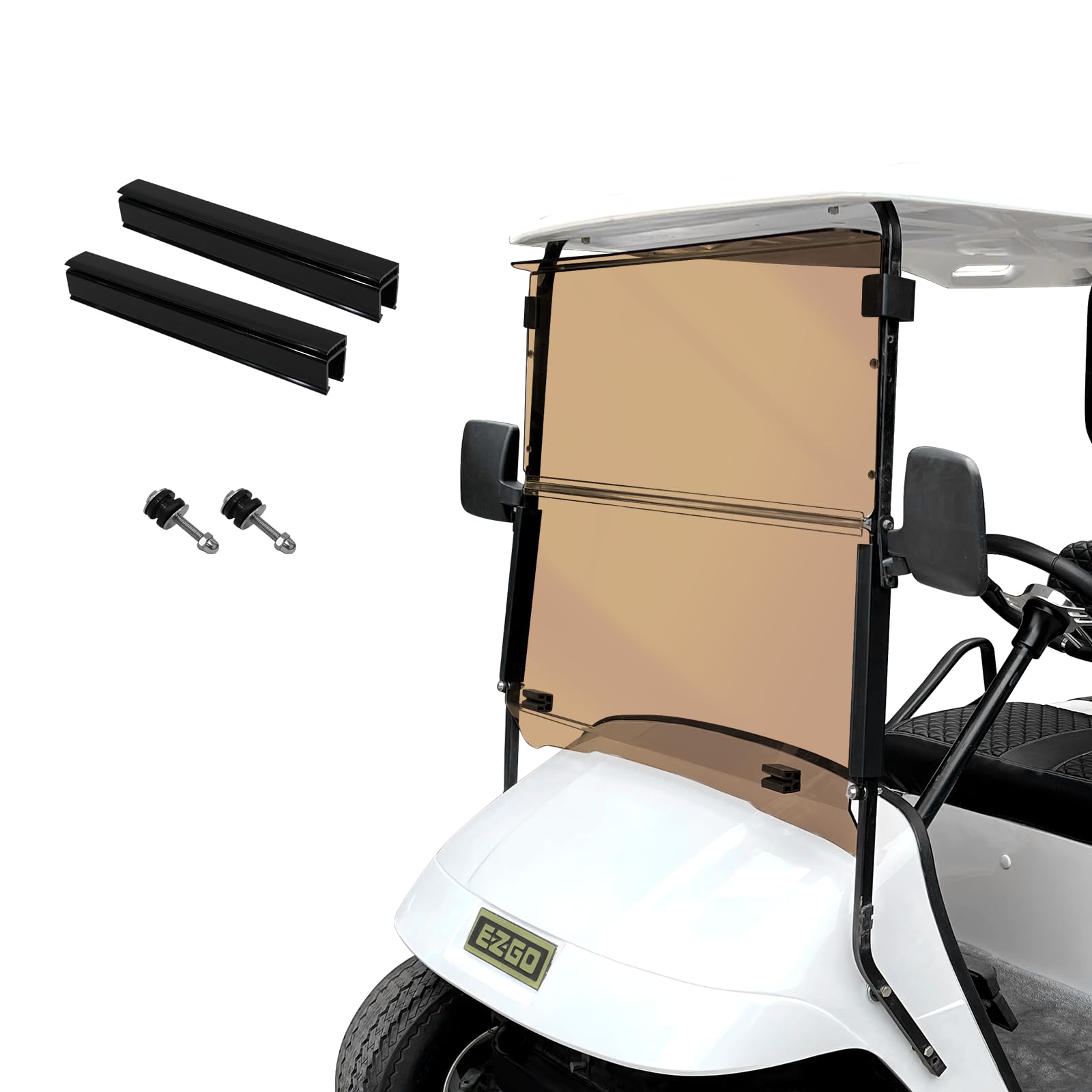EZGO - Parabrisas para carrito de golf EZGO TXT 1995-2013 EZGO TXT y Medallist, plegable, protección UV y resistente a los golpes, acrílico transparente/tintado