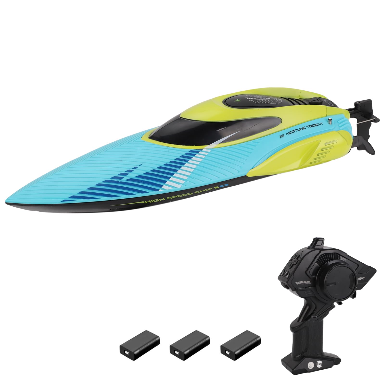 Barco teledirigido, 2,4 G 45 km/h, lancha rápida RC de alta velocidad con reinicio de Kenter y luz LED, lancha eléctrica para y, 2 baterías, plata (3 baterías)