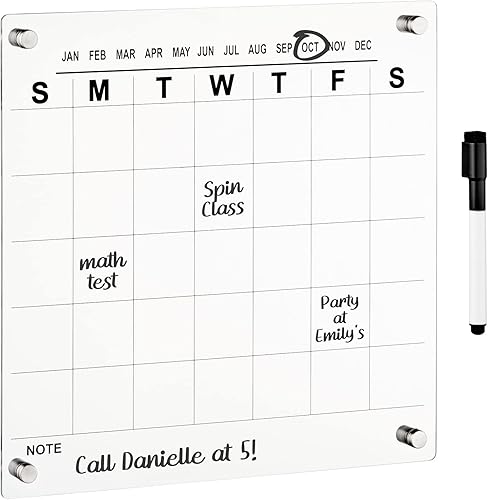 mDesign Calendario acrílico moderno para pared con marcador de borrado en seco, tablero de planificación mensual de montaje en pared para el hogar,