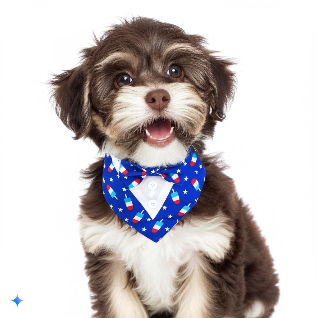 DOGTACT Dog Tuxedo, Adjustable Formal Wedding Outfit Bandana Dog Tux Collar with Bow Tie, Pet Birthday Valentines Outfit Cosplay(Small)