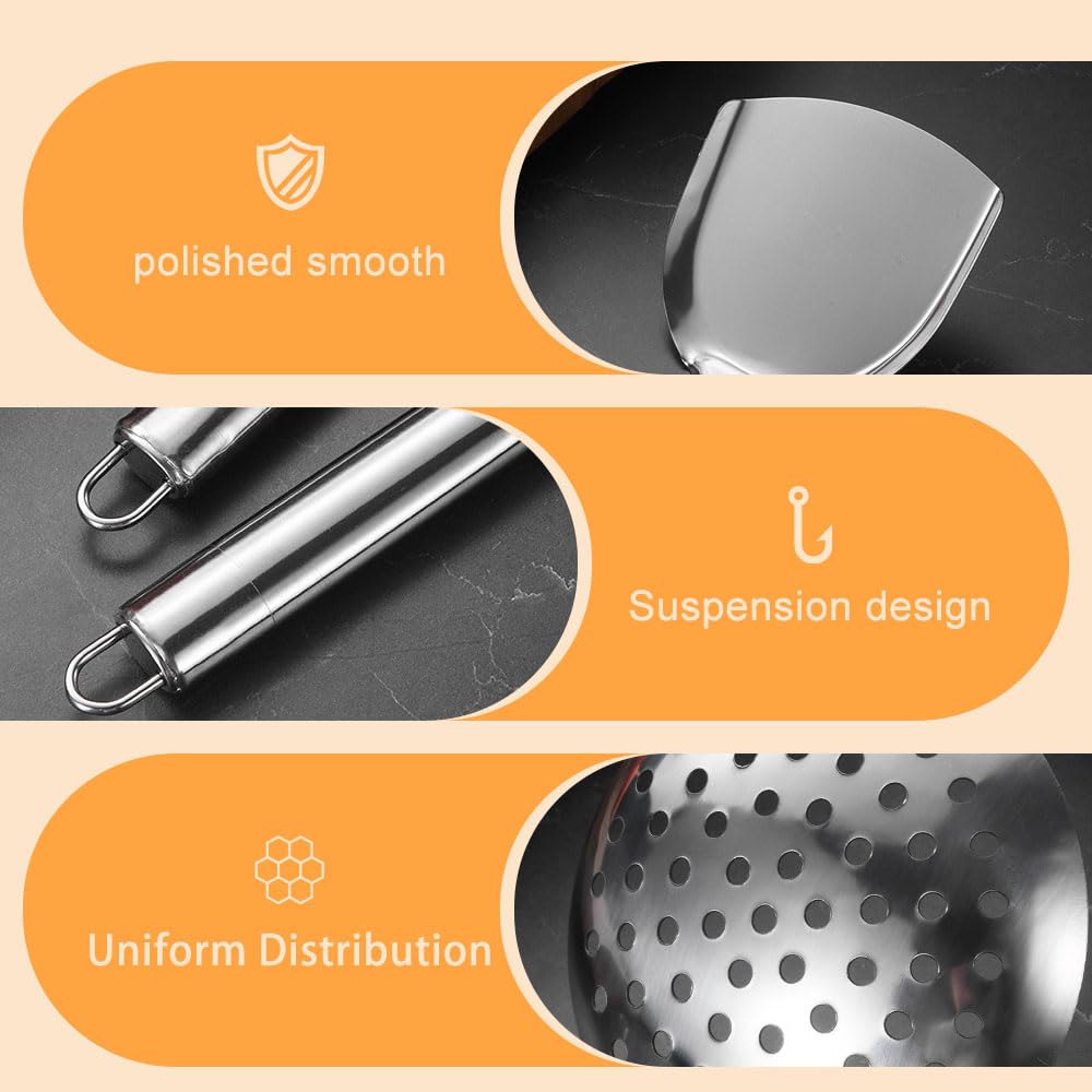 10er Küchenhelfer Set Küchenutensilien Edelstahl Kochlöffel Set Edelstahl Küchen Utensilien Set mit Pfannenwender, Suppenkelle, Schaumlöffel, Schneebesen usw