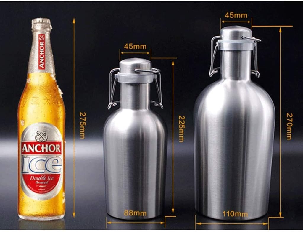 HBJWOV Stainless Steel Bottles with Stopper Caps - Flip Top Water Bottles, Great for Home Brewing, Craft Beer,Travel Coffee Mug(Small)