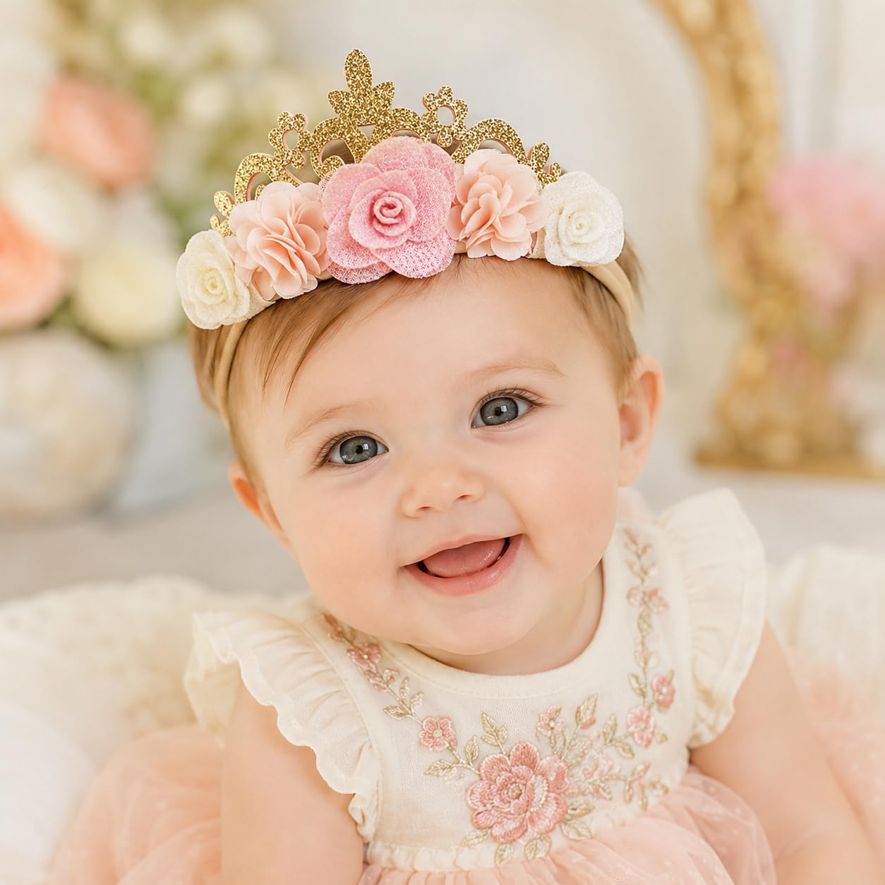 Flower Crown Headband for Baby Girl Nylon Elastic Hairbands Hair Accessories image 4