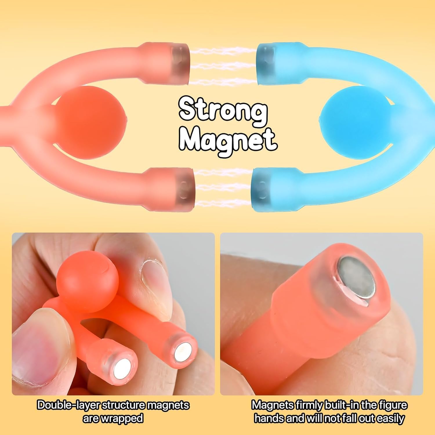 Fridge Magnetic Men, 10 Pcs Fridge Magnets People,Flexible Rubber Magnets for Kids Gifts, Fidget Toy Road Trip Sensory Toy, Fidgets for Classroom Toys,Valentines Gifts for Kids - Image 4