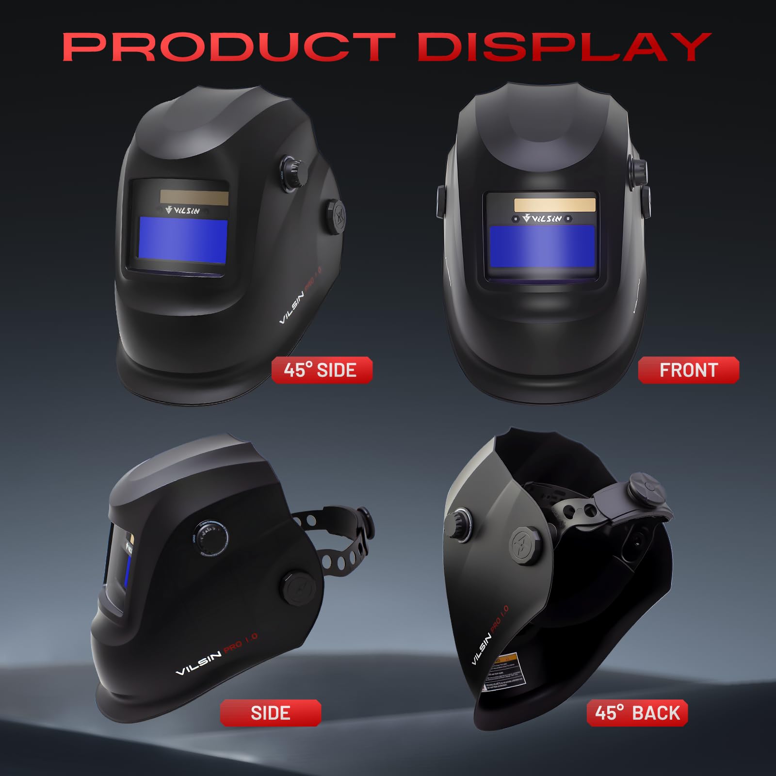 Casco de soldadura, oscurecimiento automático, capucha de soldadura, gran visión, color real, funciona con energía solar con 2 sensores de arco, pantalla ancha 3/4-8/9-13 para molienda de soldadura de