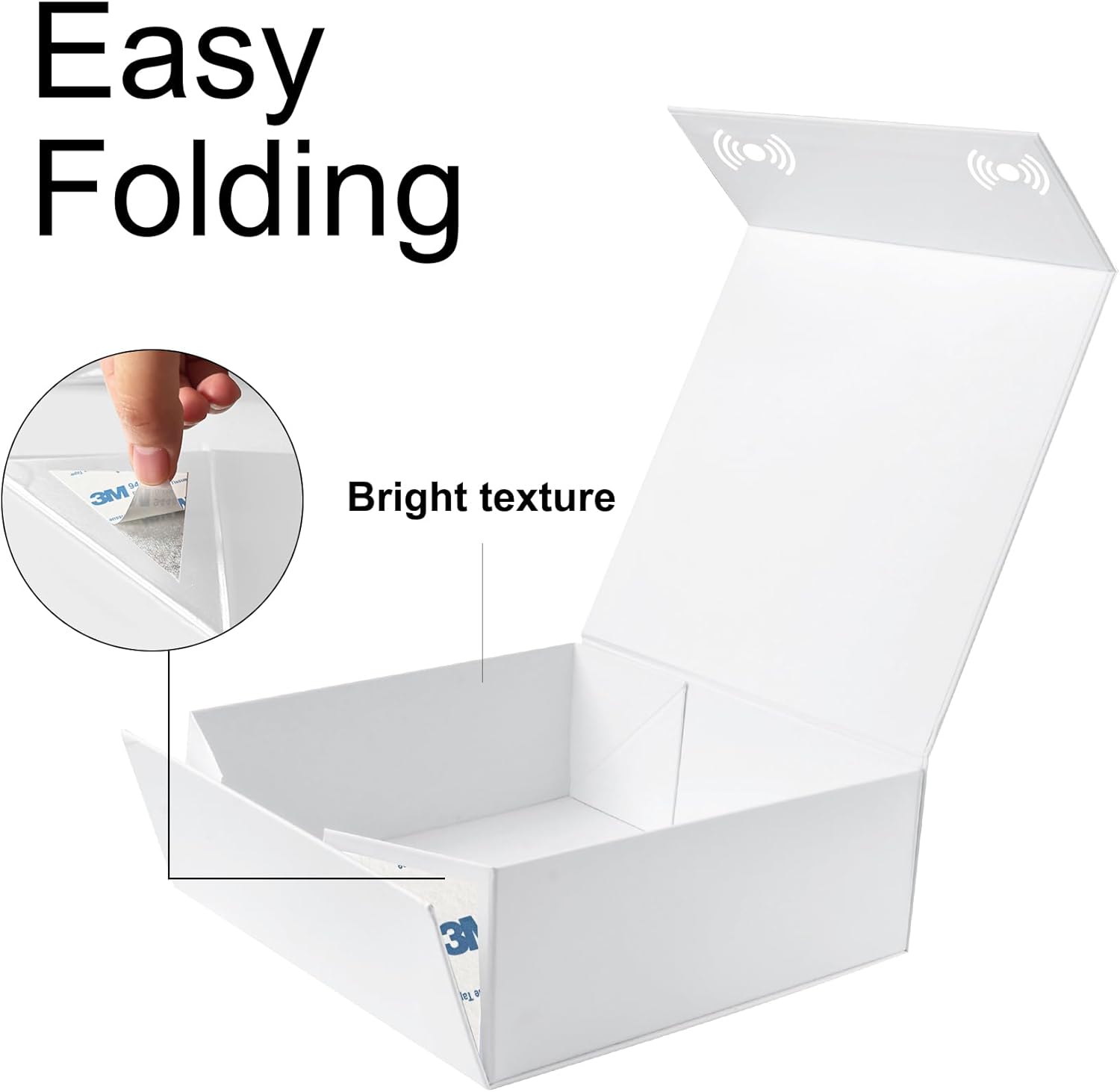 LumyHavver Gift Box 5 Pack 9.65x9.65x3.6 Inches with Magnetic Lid, White Collapsible Box with Ribbon, Raffia Grass, Card for Birthdays, Christmas, or Parties, Gift Packaging