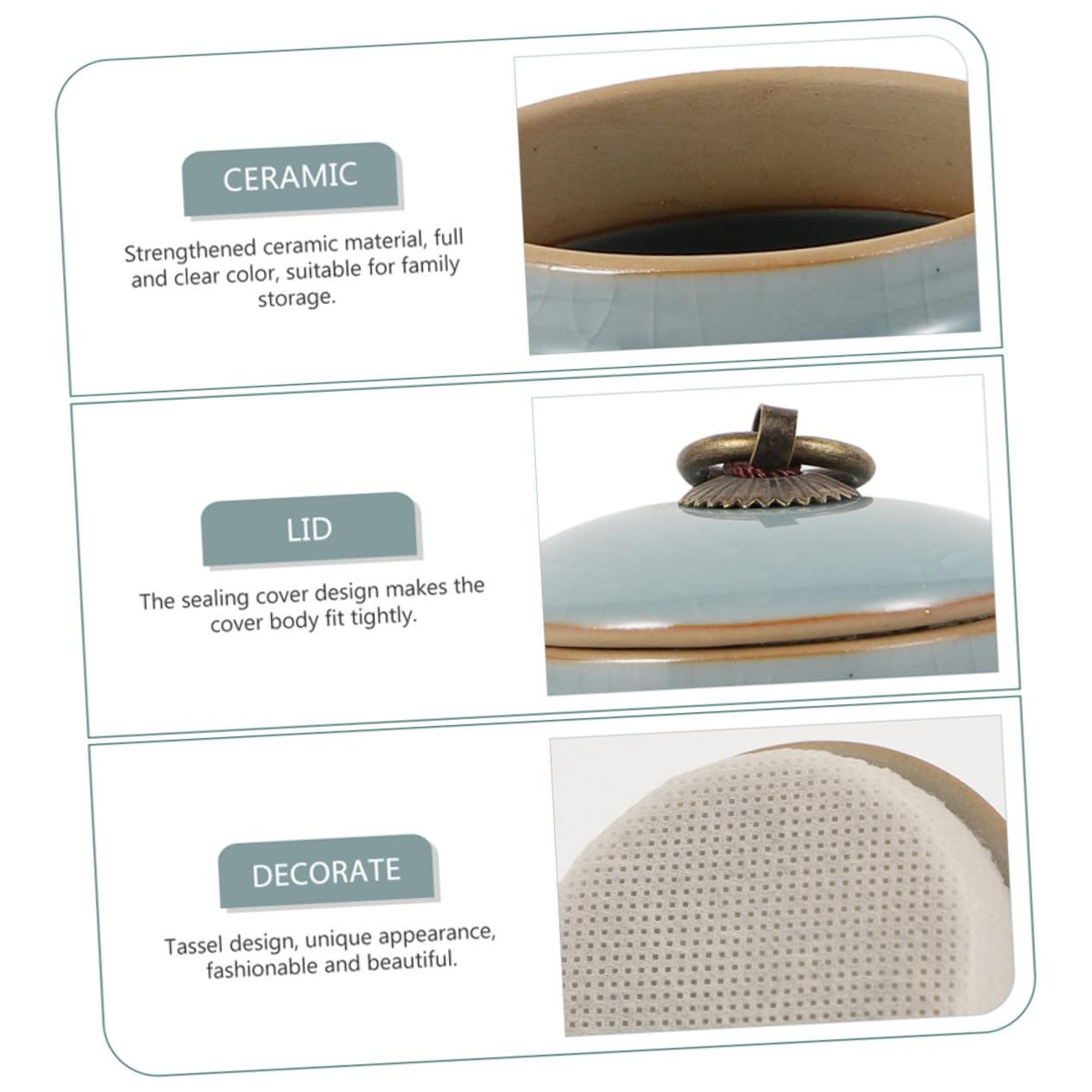 VILLCASE Set 2 Barattoli in Ceramica per Alimenti Chiusura Ermetica Capacità Grande Contenitori per Tè e Cucina per Supermercati e Caffè