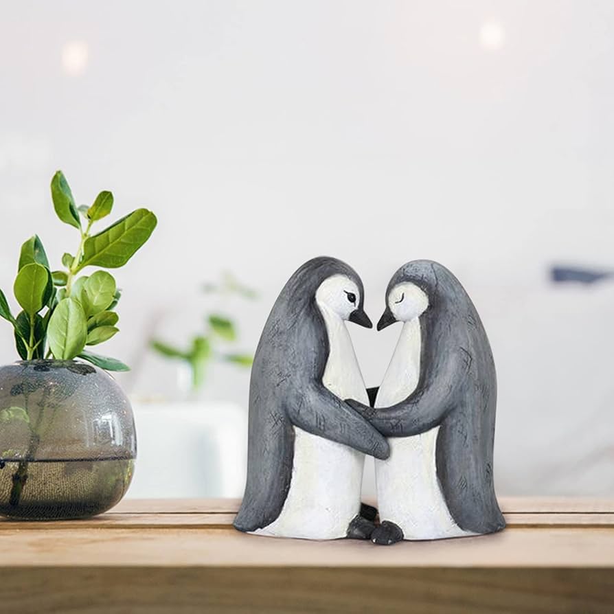 Amazon.co.jp: 動物の愛のカップル抱きしめるペアの置物、装飾動物の