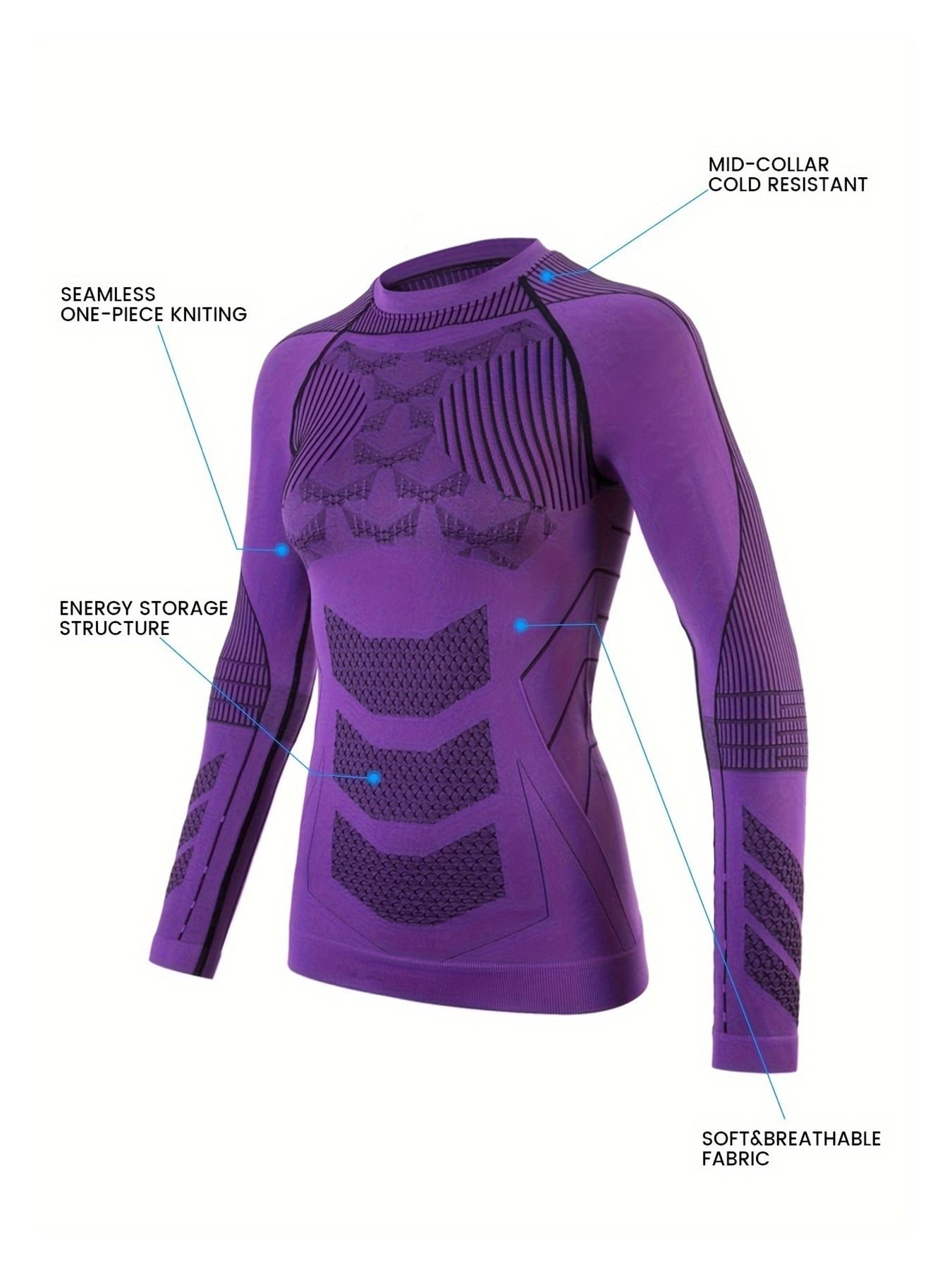 Conjunto TéRmico Transpirable Ropa Conjuntos de ropa interior de esquí cálida for invierno, ropa interior de esquí for hombre y mujer, tela de nailon comprimida, chándal de secado rápido Para El FríO
