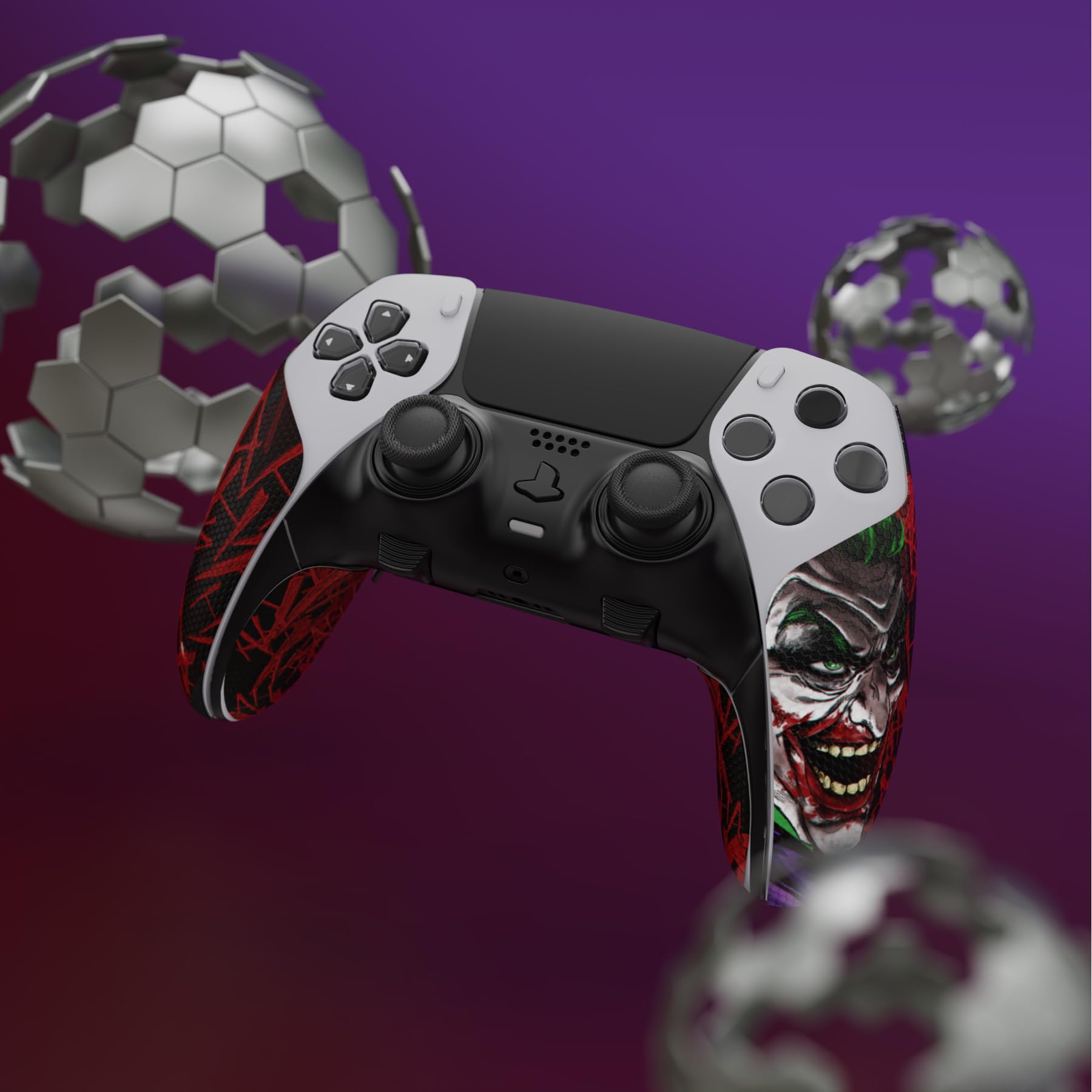 playvital Protection pour ps5 Edge Grip Manette Sticker,Autocollant Skin pour ps5 Edge Controller Accessoires,Antidérapante Souple PU-Clown Hahaha