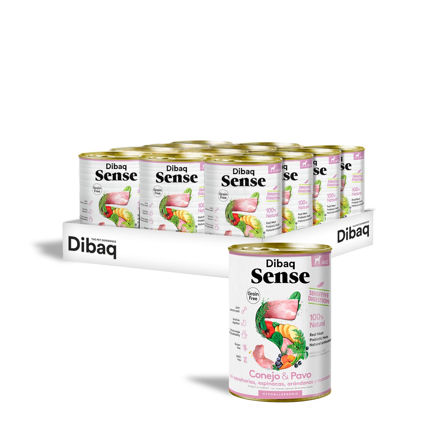 Dibaq Sense Grain Free Sensitive Conejo y Pavo, 12 uds x 380 gr