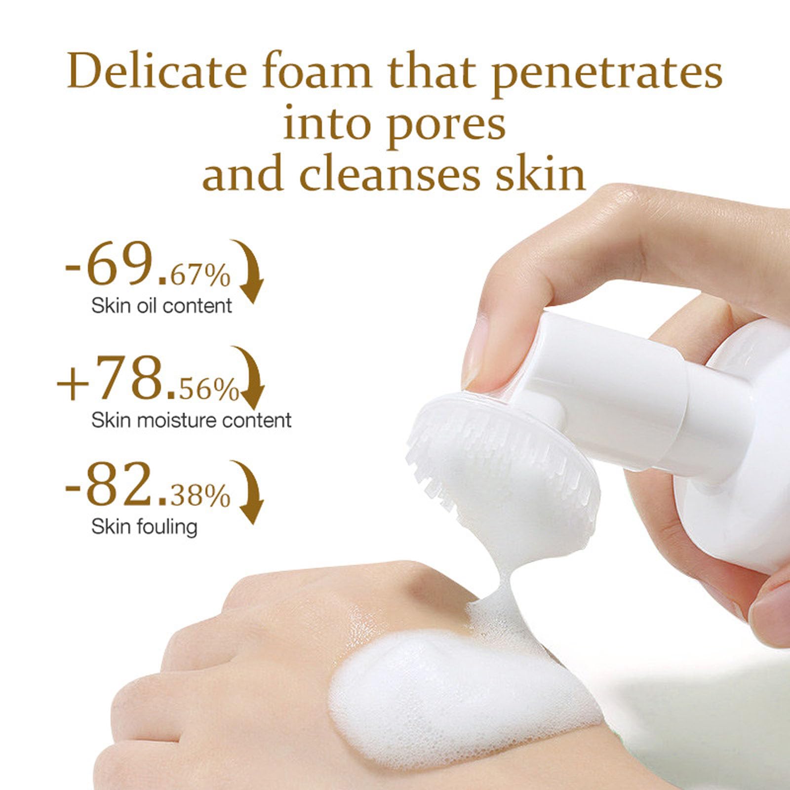 Detergente schiumogeno per riso, detergente esfoliante delicato per il viso con spazzola in silicone, detergente idratante profondo per il viso al riso, detergente nutriente e idratante per la cura